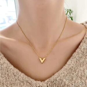 Gold Plated Anti Tarnish V-Shaped Pendant