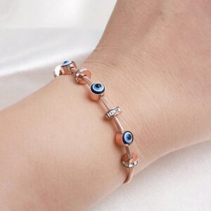 Rose Gold Plated American Diamond Studded Evil Eye Bracelet