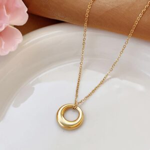 Gold Plated Anti Tarnish Geometric Circle Pendant