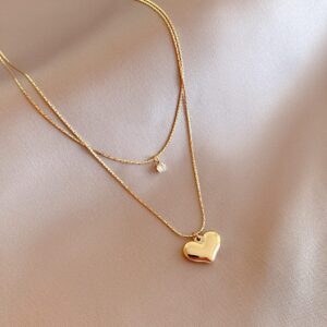 Gold-Plated Anti Tarnish Heart Themed Layered Pendant