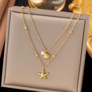 Gold Plated Anti Tarnish Star Themed Necklace