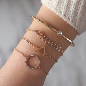Gold Toned Gold Plated Contemporary Stackable Bracelet